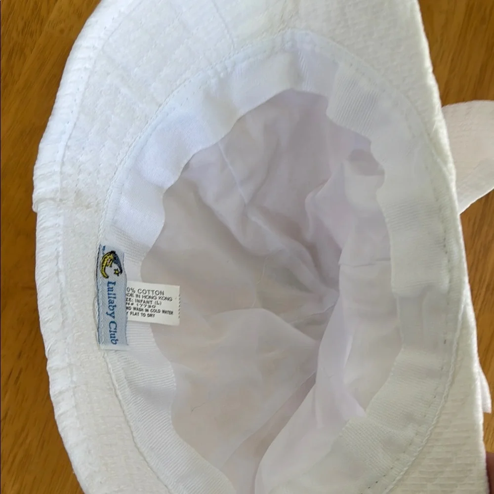 Vintage NWT White Kids Sun Hat with Bow Girl Infant Large Measurements in pics